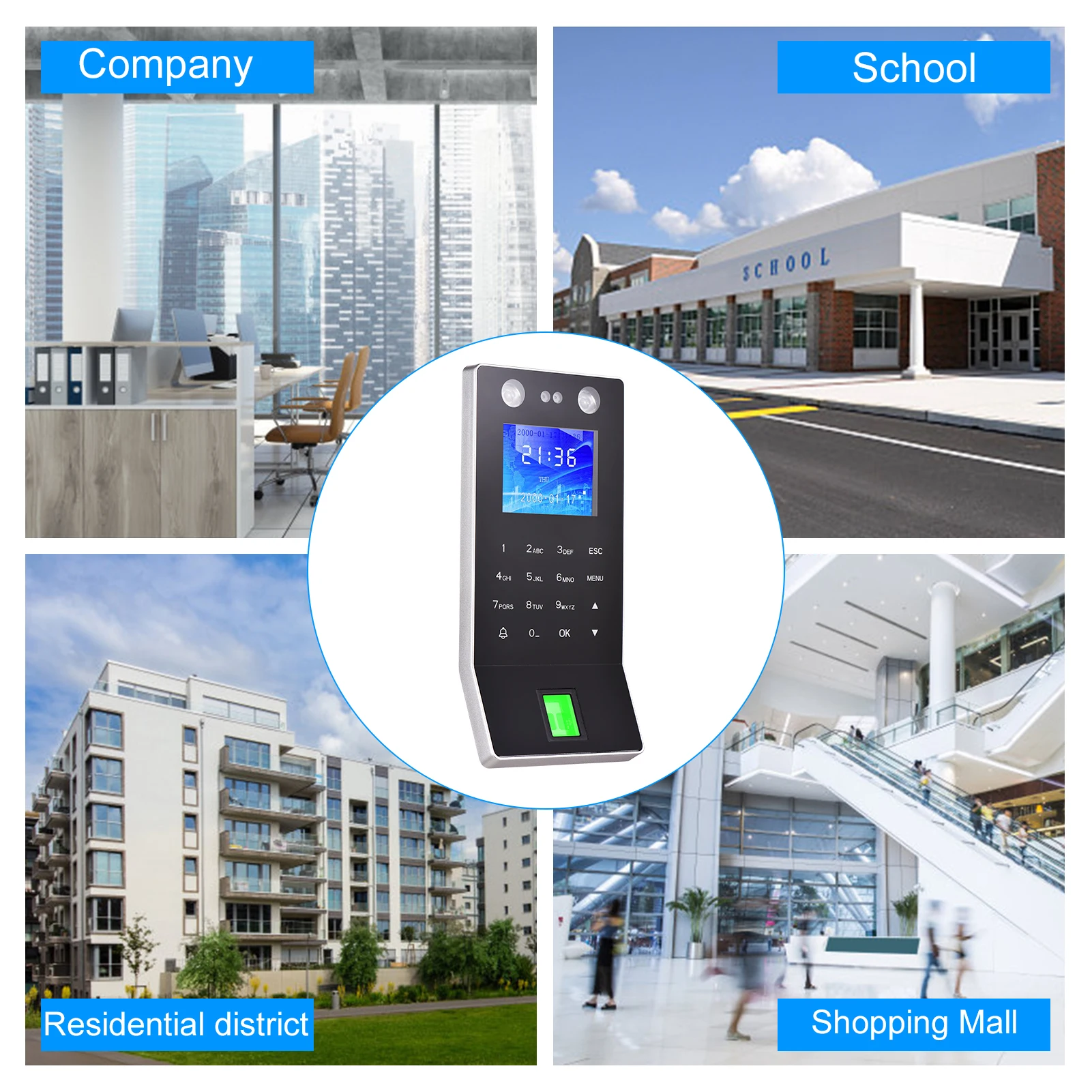 Face Recognition Fingerprint Password Attendance Machine Access Control Time Clock Recorder Support ID Card Device Employee