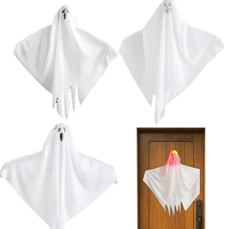 

Halloween Hanging Ghost Decorations 3 Pcs White Hanging Ghost With LED Lights Halloween Hanging Ghost Decoration For Tree Window