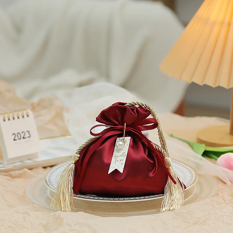 1Pcs Luxury Packing Drawstring Velvet Pouch Sachet Gift Bag For Jewelry Wedding Candy Boxes With Pearl String Decor Favors Bags