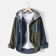  CharmkpR Tops 2023 Fashion Men Corduroy Colorblock Stitching Drawstring Hoodies Casual Streetwear Male Pocket Sweatshirts S-2XL 