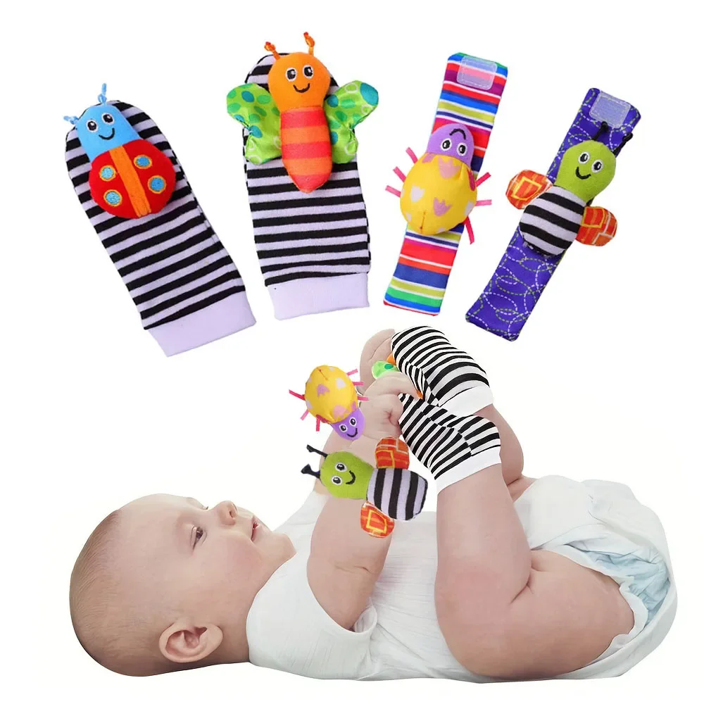 christmas-models-baby-wristband-socks-hand-rattles-insects-cartoon-plush-early-education-soothing-toys-0-3-years-old