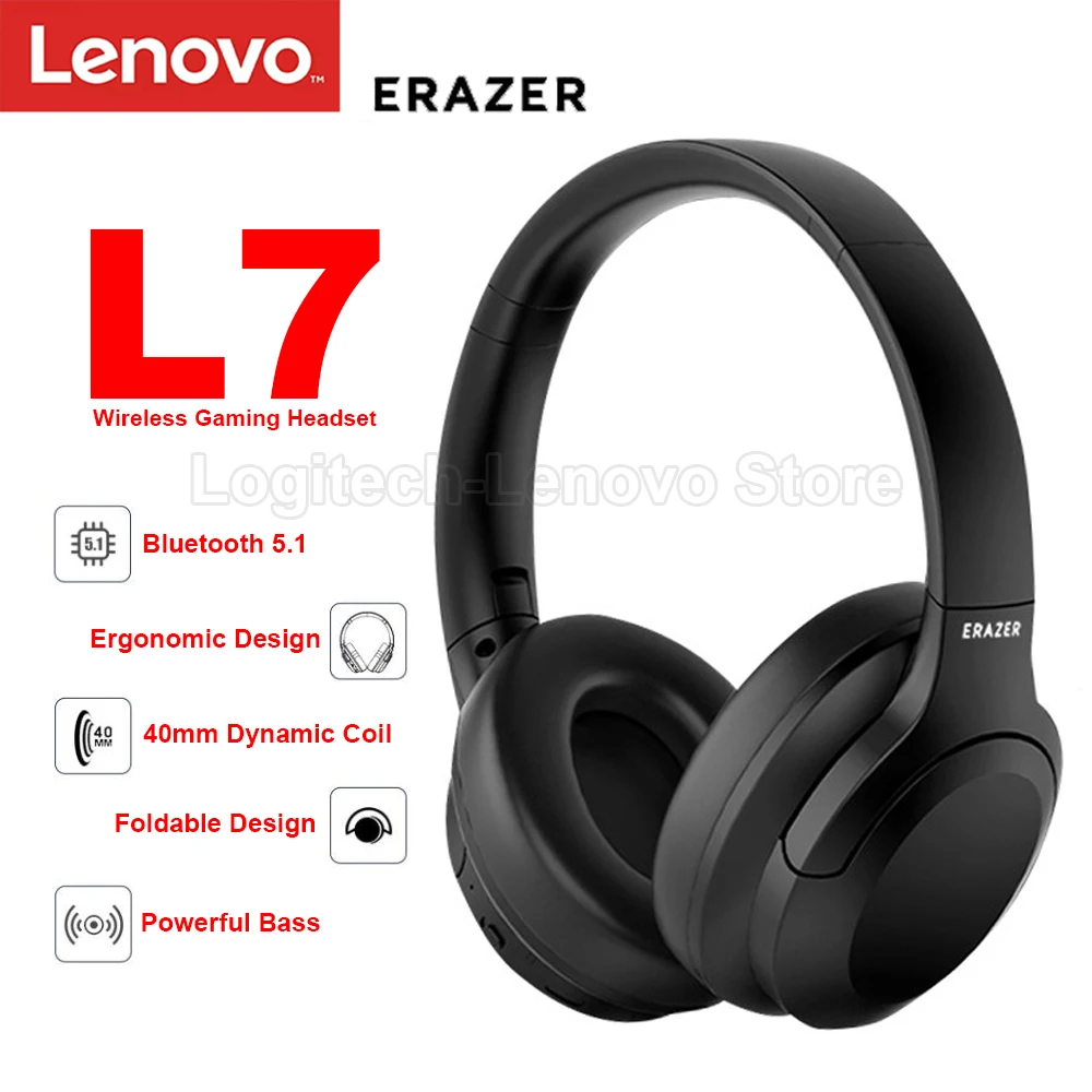 28.04€ 30% OFF|Lenovo LEGION L7 Wireless Gaming Headset mit Bluetooth 5,1 40mm Dynamische Spule Faltbare Design Leistungsstarke Bass für iphone Xiaomi| | - AliExpress