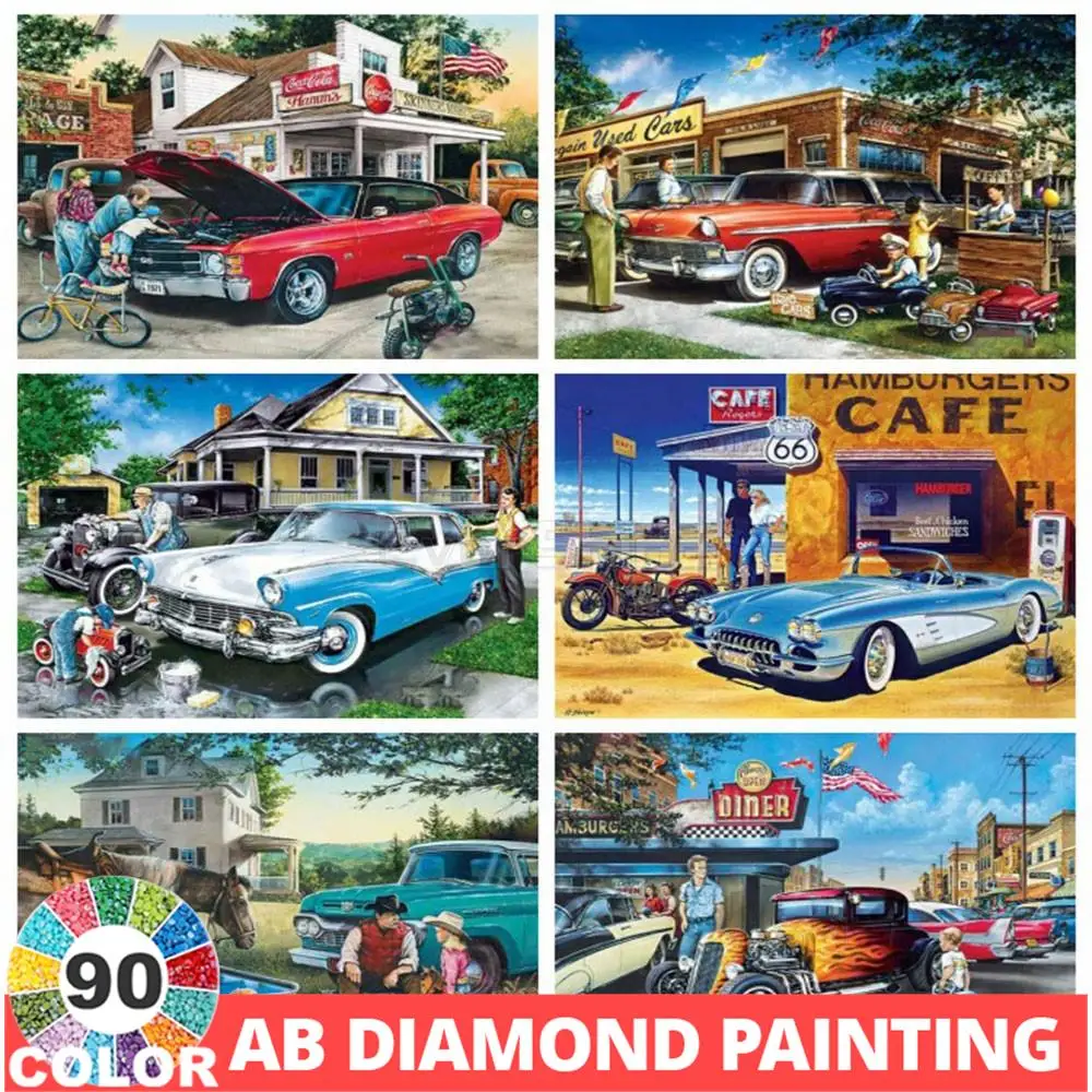 

Алмазная живопись AB 90 цветов, 5D, автомобиль, вышивка крестом, мозаика, наборы для вышивки, бриллиантовая картина, подарок, Полная работа, настенные наклейки