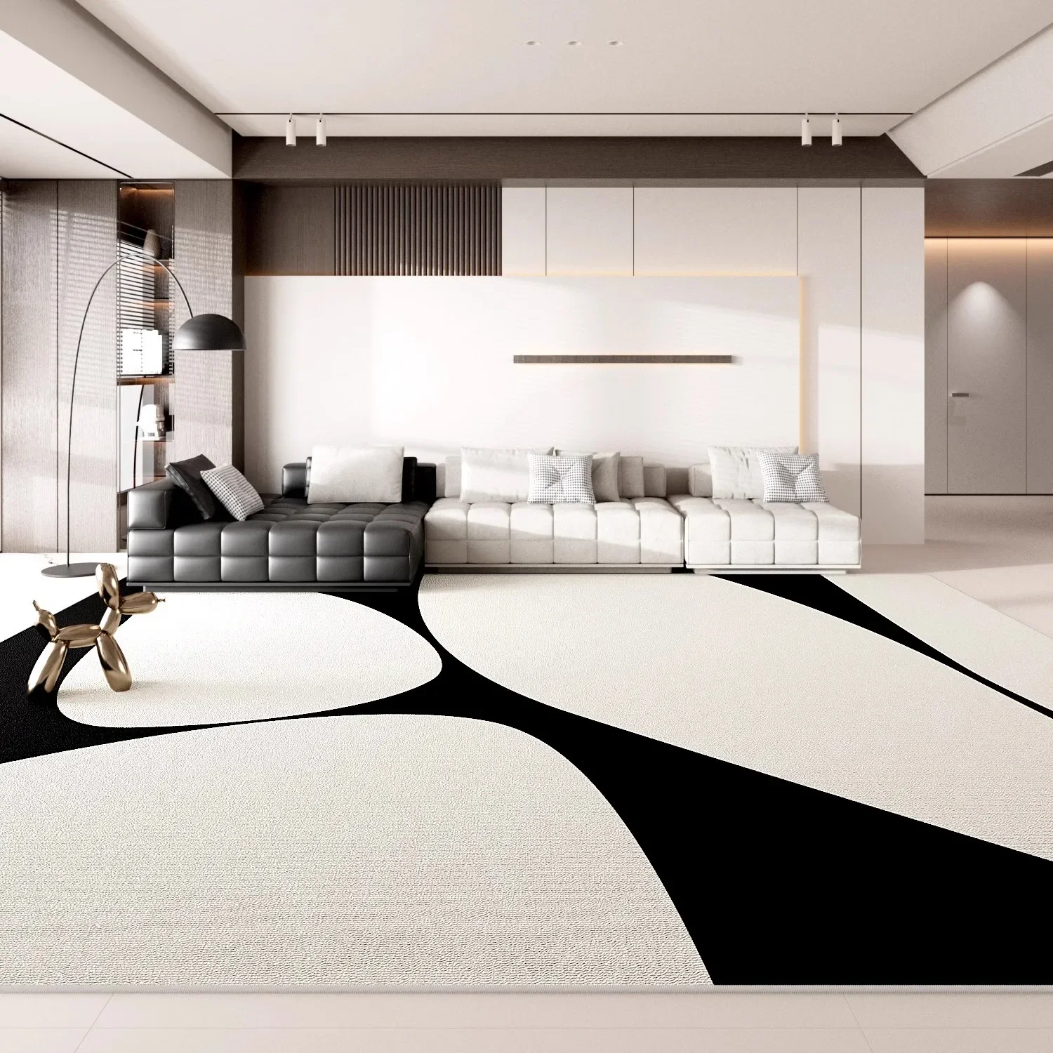 Minimalist Living Room Carpet Light Luxury High-end Bedroom Rug Large Area Black White Simple Geometric Sofa Floor Mat Ковер 양탄자