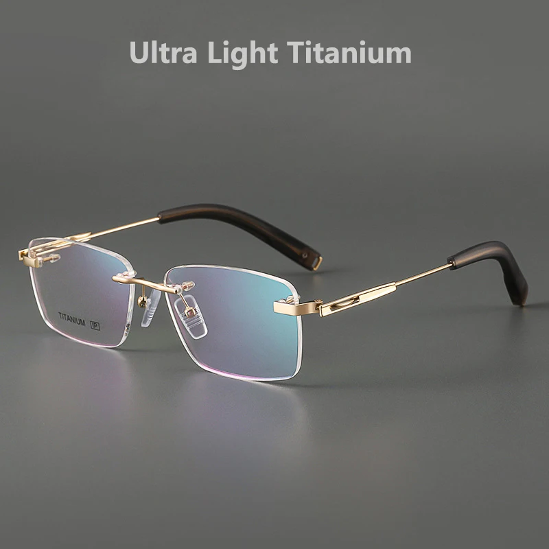 

Pure Titanium Rimless Glasses Man Fashion Luxury Business New Myopia Hyperopia Astigmatism Optical Prescription Glasses Frames