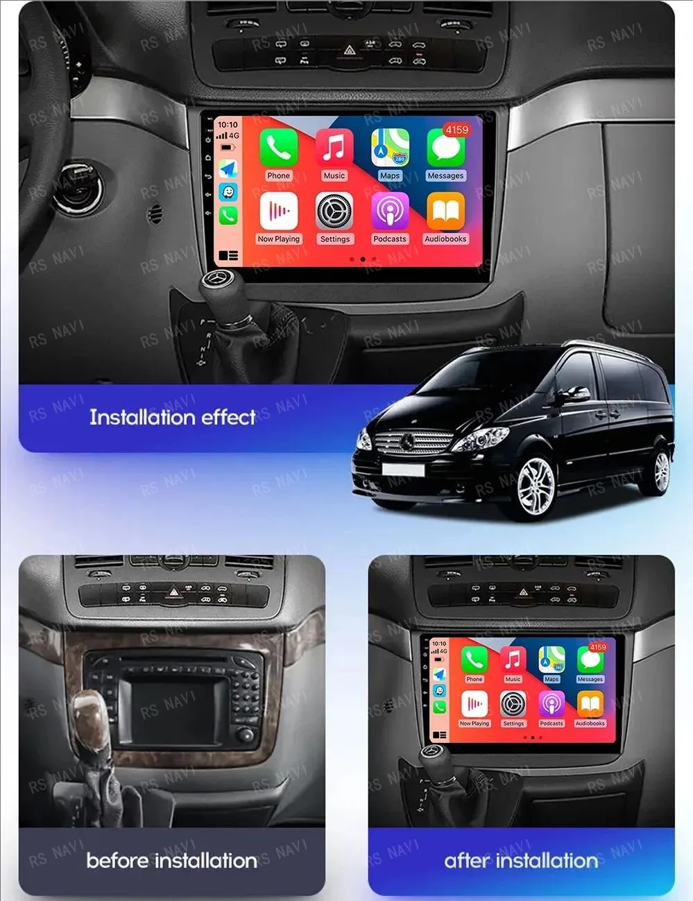 Autoradio Android 16 per Mercedes-Benz Vito 2 W639 Viano 2 W639 2003-2015 - immagine 2