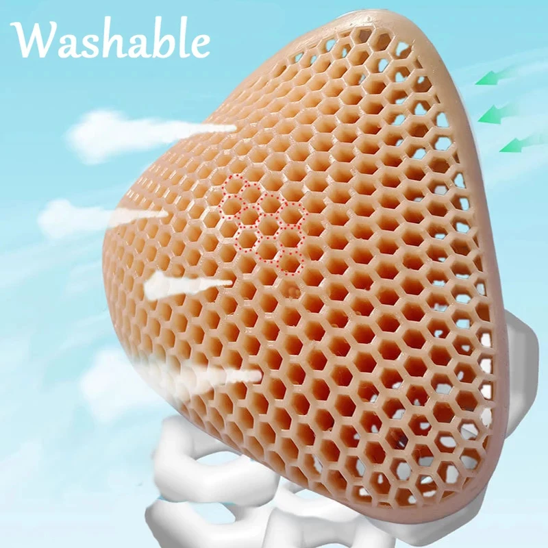 1 pc Lightweight Triangle Hollow Breast Form Honeycomb Core Silicone Breast Form Mastectomy Prosthesis Bra Swim Enhancer Insert