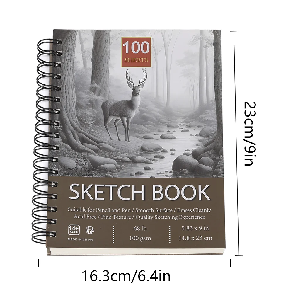 2개입 스케치북, 측면 스프링 제본 스케치 패드, 100매 68lb/100gsm 무산지 드로잉 용지, 드로잉 패드용 아트 스케치북