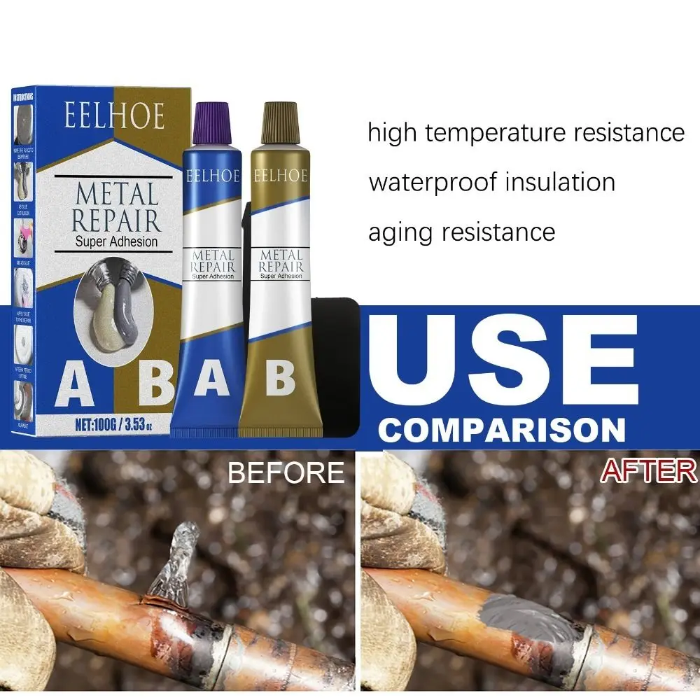 Strong Ab Glue Metal Repair Glue Cast Iron Steel Strength Repairing Adhesive Waterproof Quick Drying Stomatal Crackle Repair