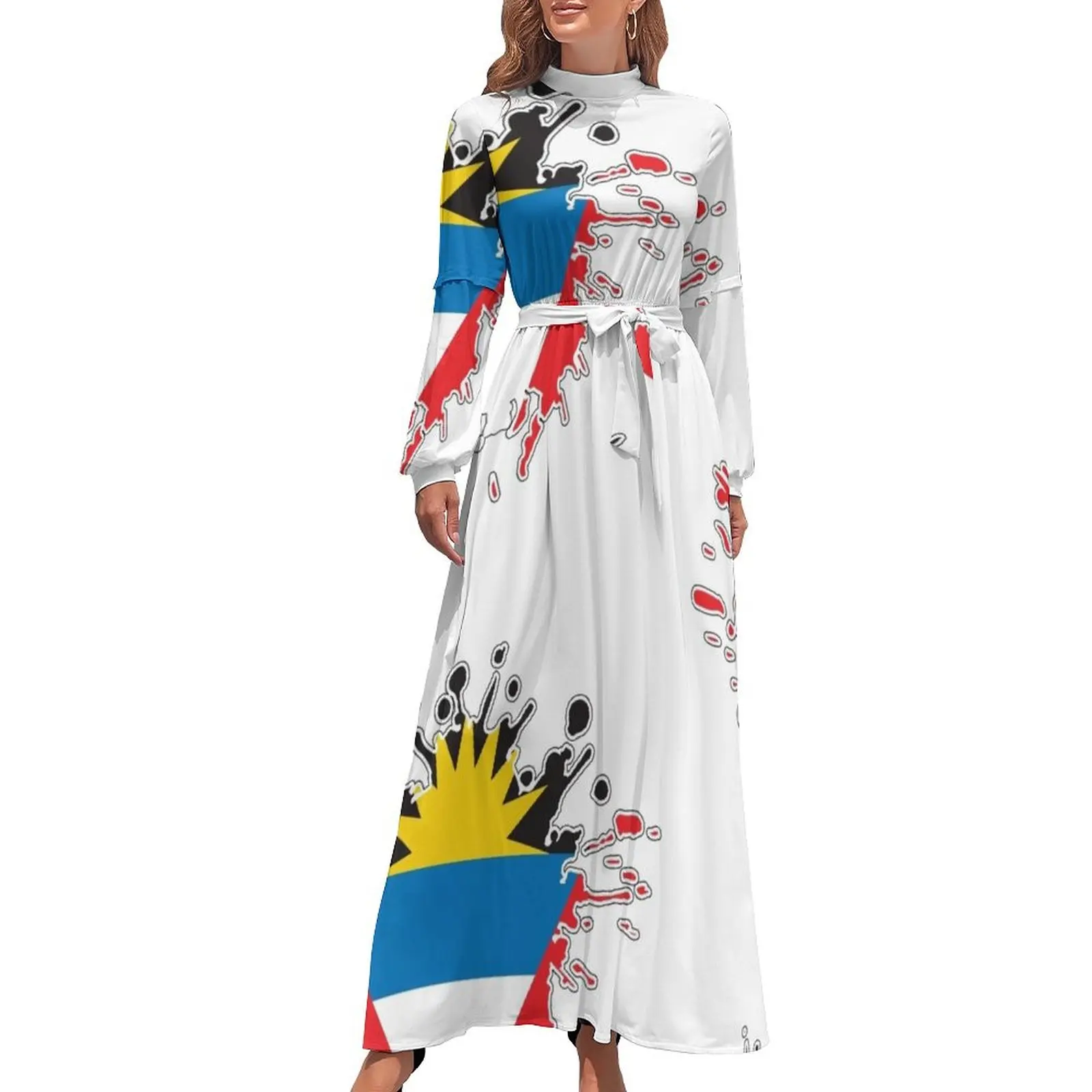 thumbnail image 1 of Vestido largo con estampado de la bandera nacional de Antigua y Barbuda, vestidos de noche de verano 2024 para mujer, 1 of 5