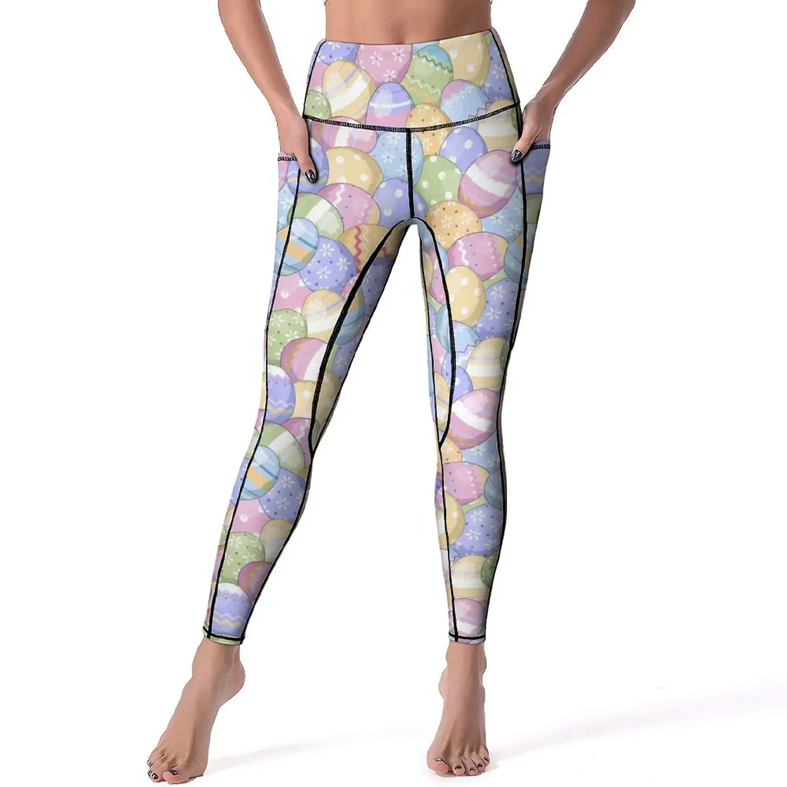 

Easter Day Print Yoga Pants Sexy Colorful Eggs Custom Leggings High Waist Gym Leggins Lady Aesthetic Stretch Sports Tights