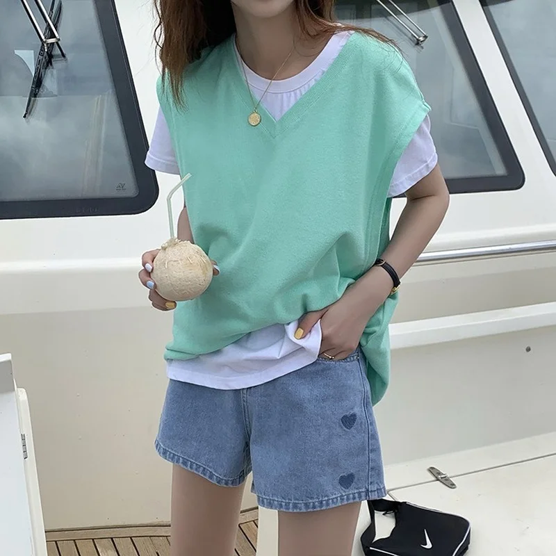 Sweet Love Pattern Embroidery Denim Shorts Female Summer High Waist Wide Leg A-line Mini Shorts Short Jeans Harajuku Cyber Y2k