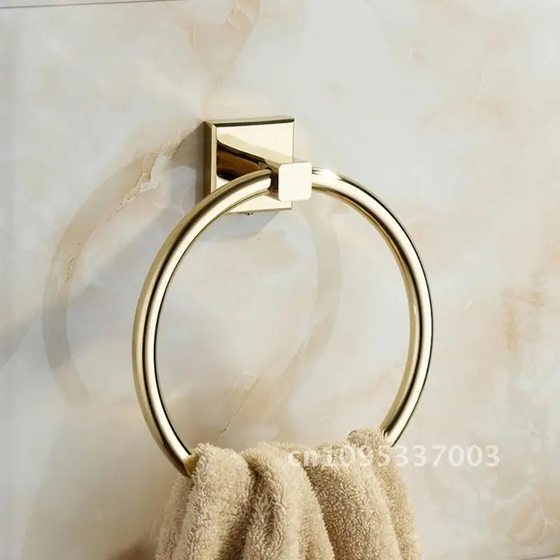 Round Towel Rings European Style Soild Brass Holder Gold Towel Ring Bathroom Rings Wall-Mounted