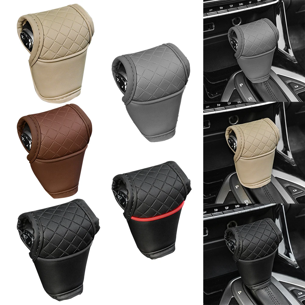 

1x New Car Automatic Gear Shift Cover PU Leather Shifter Knob Protector Universal Gear-Shift Collars Suitable For Most Models