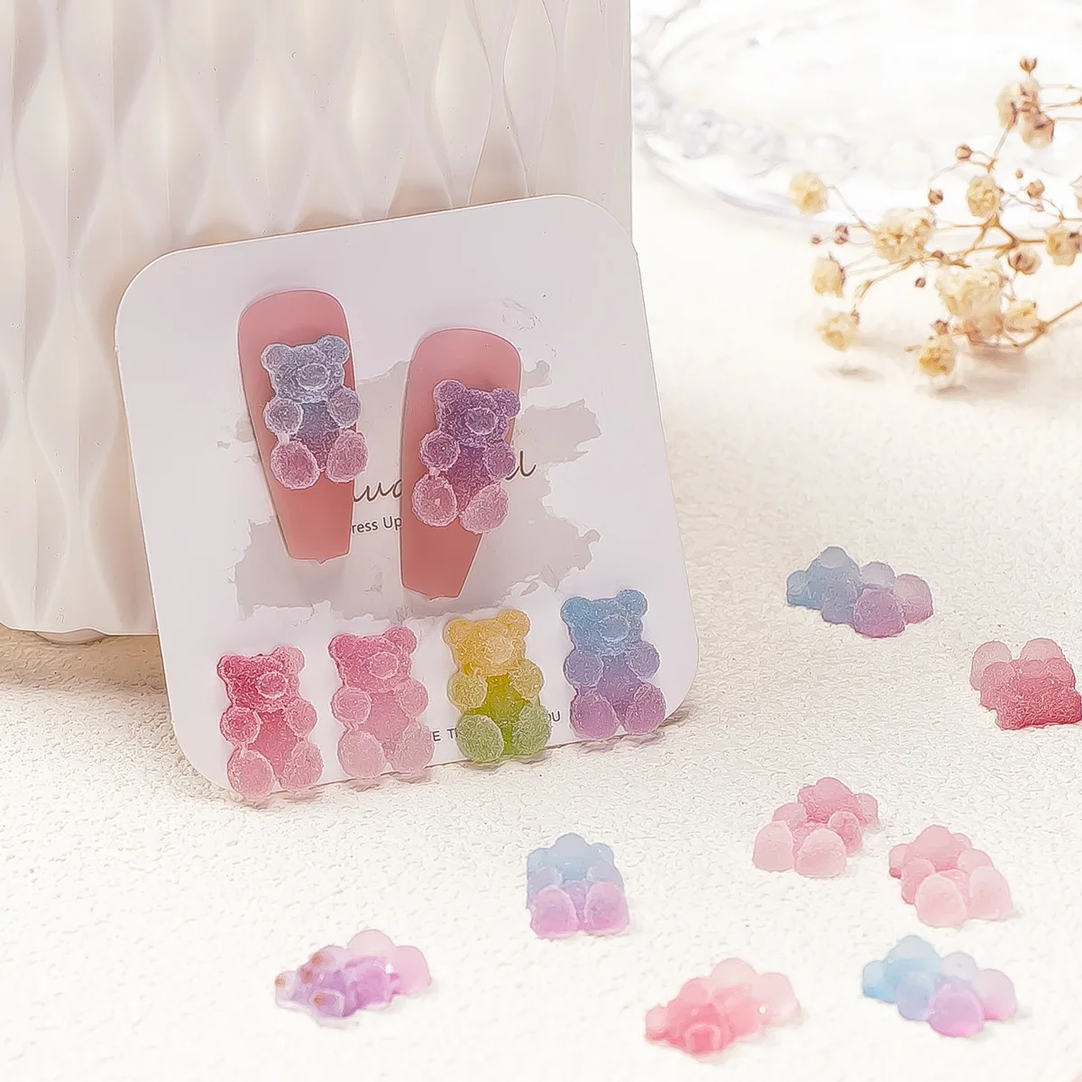 

3D Bear Noctilucence Rhinestone Nail Art Charms Manicure Decoration Parts Kawaii Resin Gems for DIY Phone Nail Art Woman