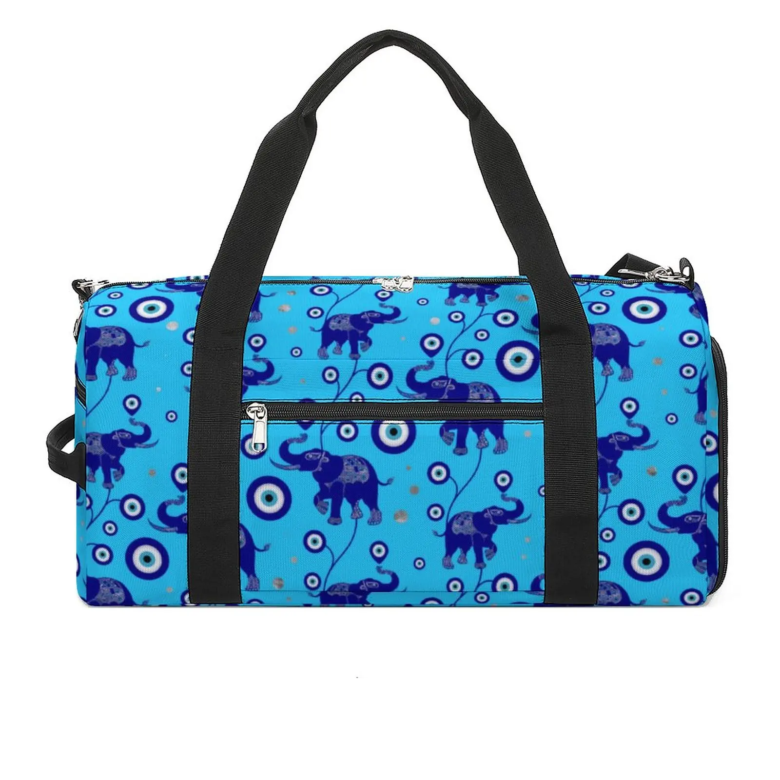 

Elephant Evil Eye Sports Bags Blue Amulet Print Luggage Gym Bag Large Funny Handbags Male Female Custom Waterproof Fitness Bag