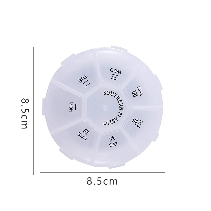 Round Pill Case - Portable Weekly Tablet Organizer and Storage Container