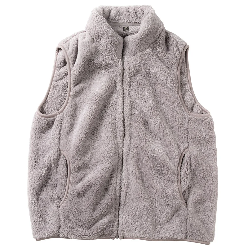 2024 Men Autumn Winter New Lamb Cashmere Vest Coats Male Stand Collar Casual Waistcoats Men's Slim Sleeveless Jackets D695 3