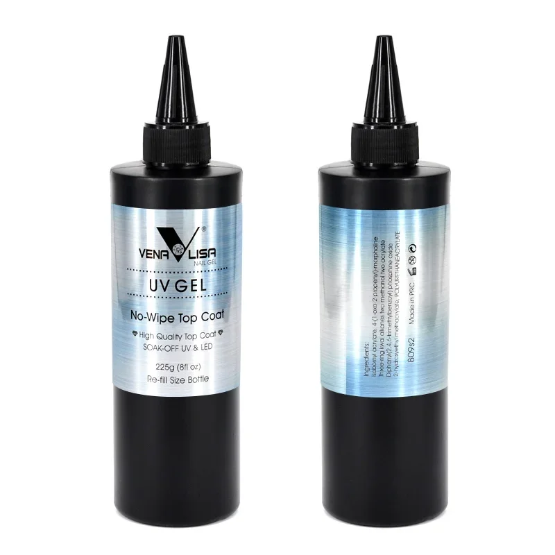 Venalisa Brand 225g Super Quality Nail Art Soak Off UV/LED No Wipe Top Coat Base Coat Without Sticky Layer Tempered TopCoat 5