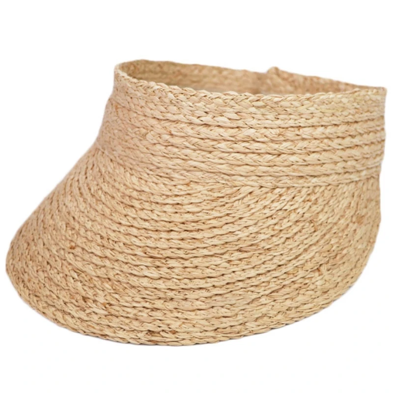 

Women Woven Straw Open Top for Sun Hat Foldable Roll-up Wide Brim Beach Baseball NEW