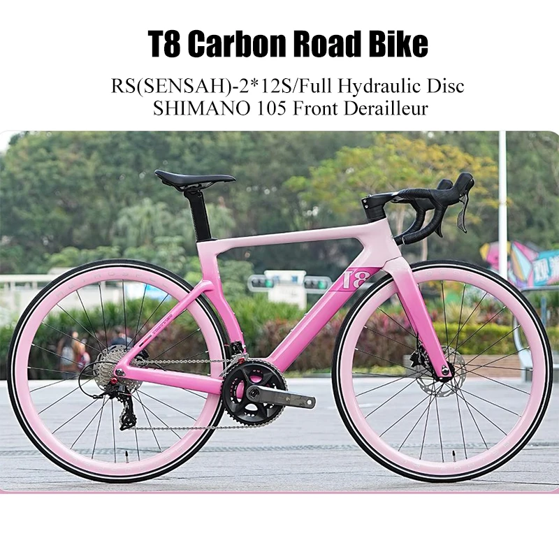 Cheap TWITTER T8 Carbon Road Bike SENSAH 24S Full Hydr Disc