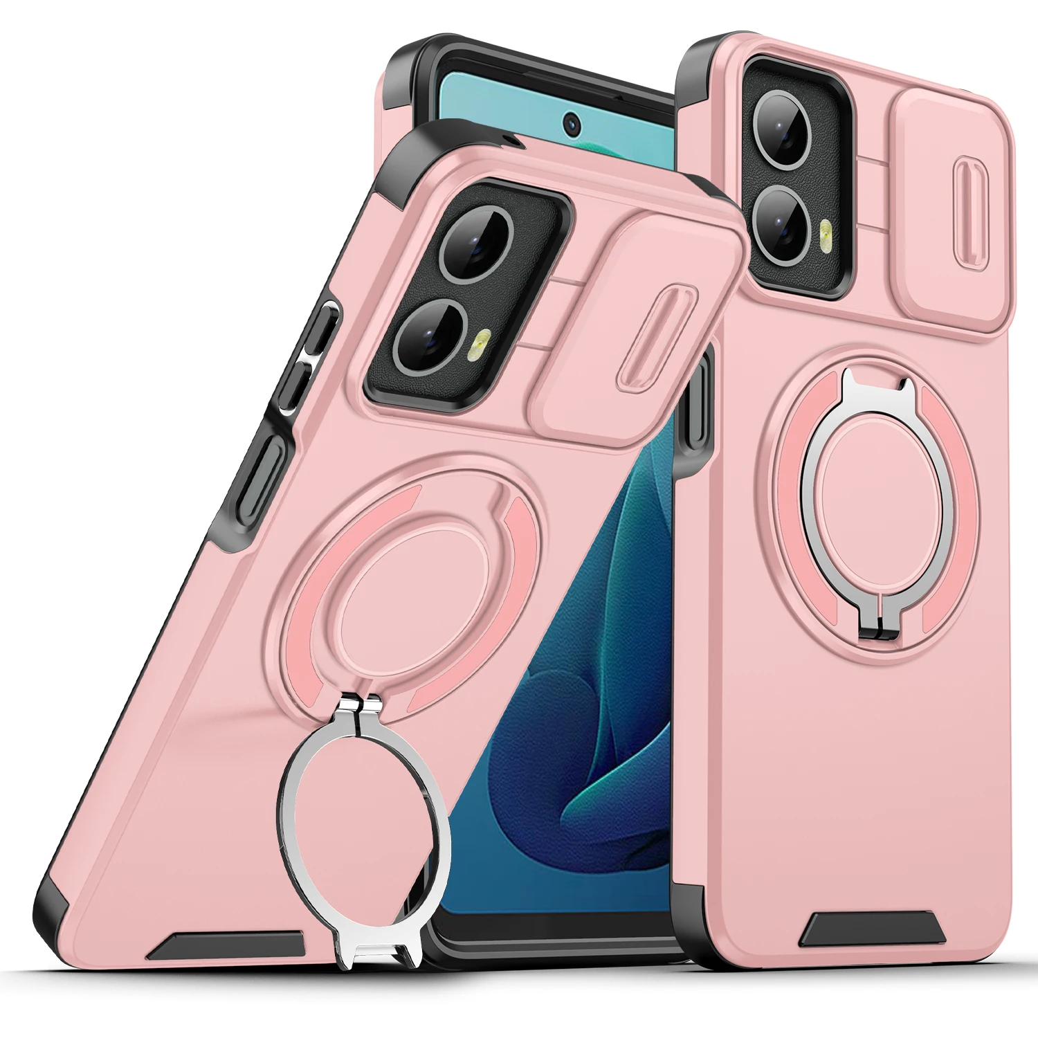 Luxury Armor Phone Case with Magnetic Bracket & Lens Protection - Shockproof Cover