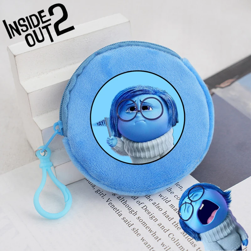 

2 плюшевых кошелька Disney с вырезами, кошелек для монет печаль, гнев, восторг, страх, Мультяшные конфетные Цветные Милые кошельки для монет для девочек