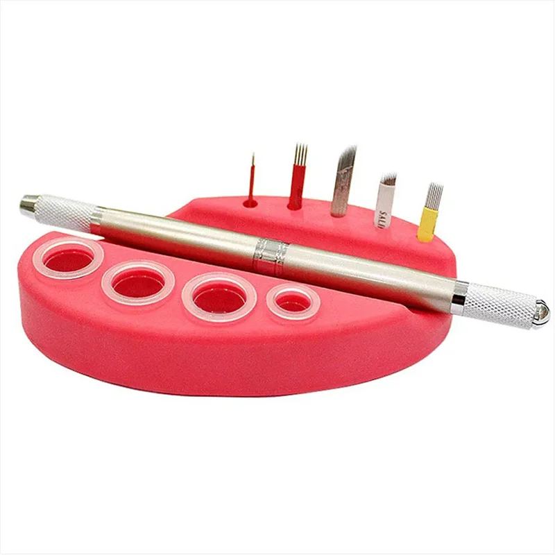 Oval Silicone Porta Cosmeticos Holder Stand For Microblading Pigment Ink Cup Machine Permanent Makeup Tattoo Accessories Supplie 4