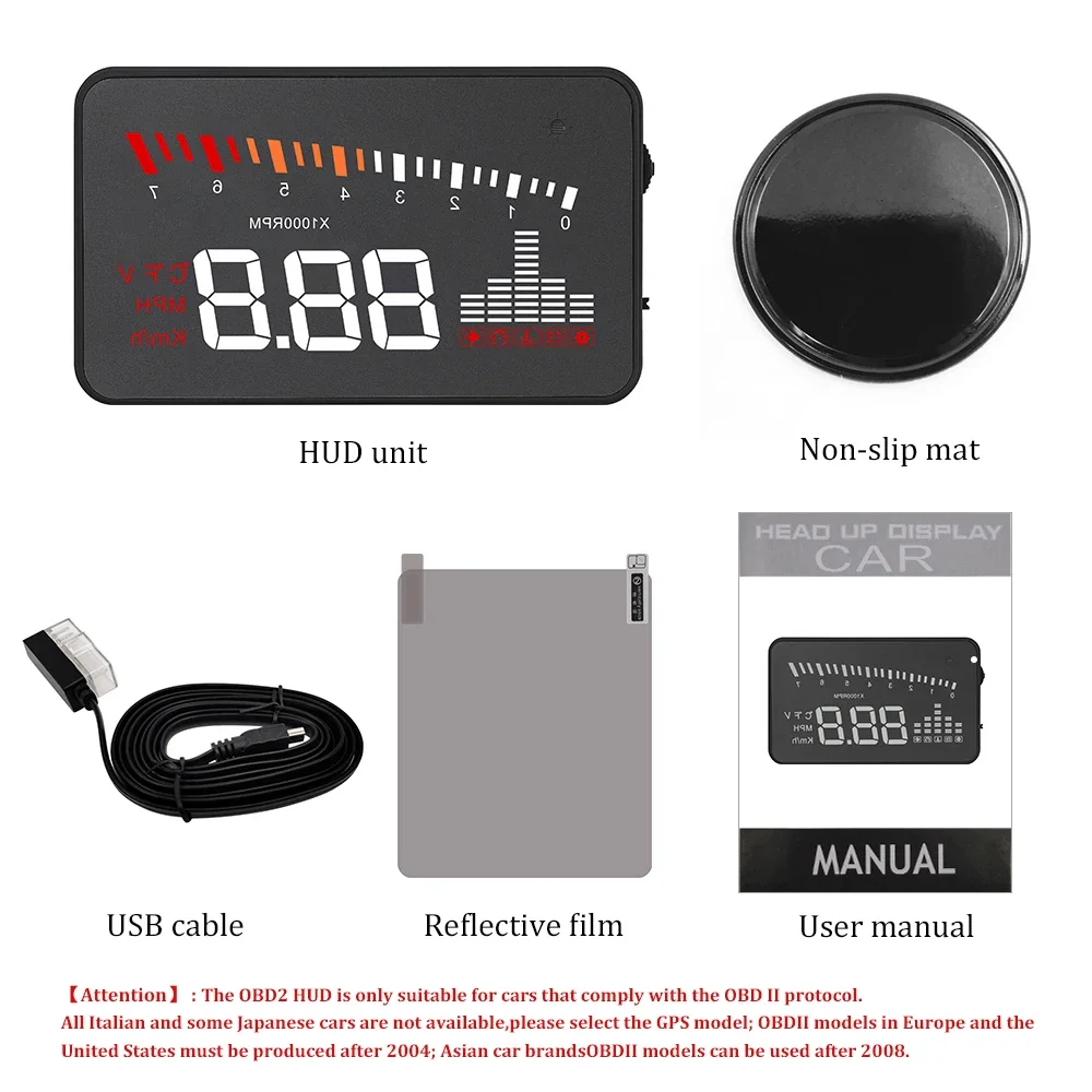 X5 자동차 OBD2 디지털 속도계 OBD 헤드업 디스플레이 디지털 RPM 수온계 전압계 온보드 컴퓨터 자동차 액세서리