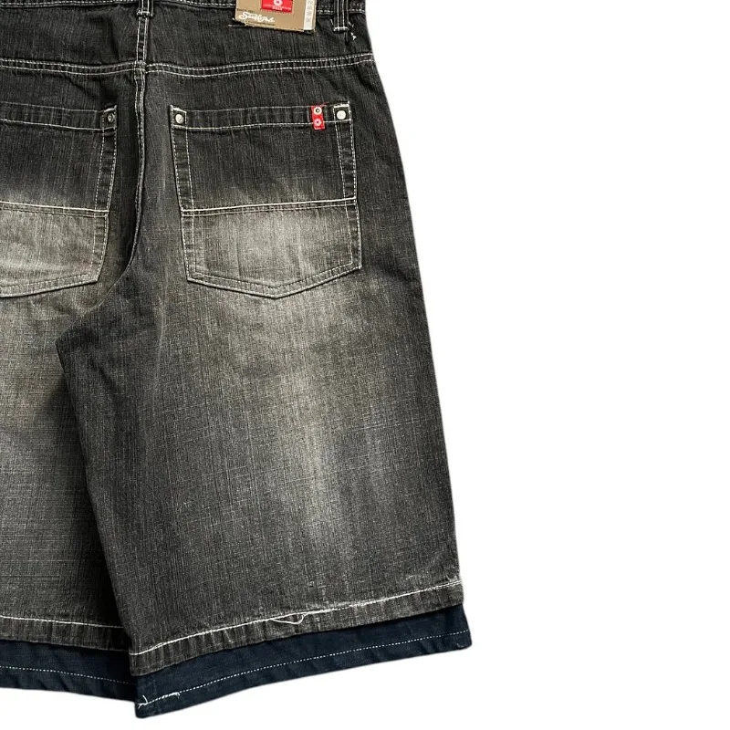 Y2K Vintage Fashion Solid Color Washed Casual Denim Shorts summer jeans shorts Gothic Harajuku Hip Hop High Waist Wide Leg Shorts Men Wear