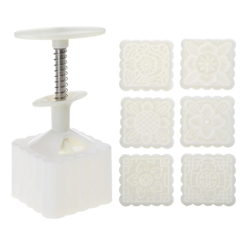 

Plastic Mooncake Mold 100g Flower Square Stamps Biscuit Cookie Cutter Mould DIY Baking Tool for Mid-Autumn Festival T21C