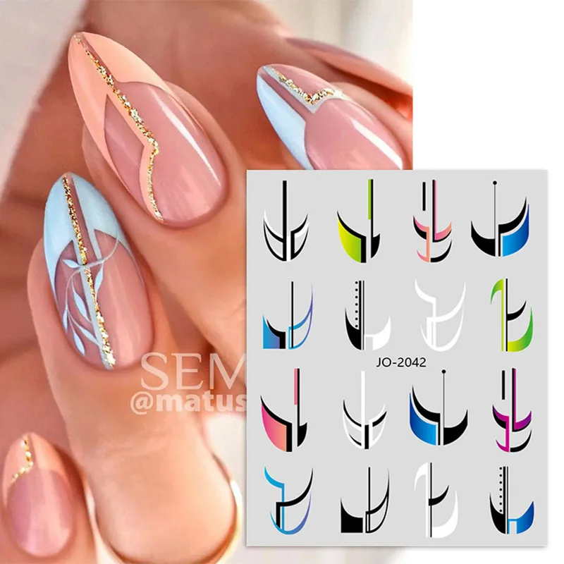 

3D nail art stickers Hot Girl wave lines French slider summer Painted pegatinas manicure accesories unhas adesivi foil decals