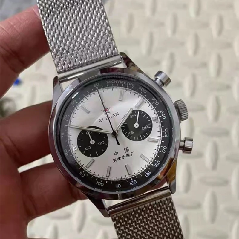 FLEXFIL 21 Zuan 1963 Chronograph Pilot Quartz Watch Men 42mm Panda