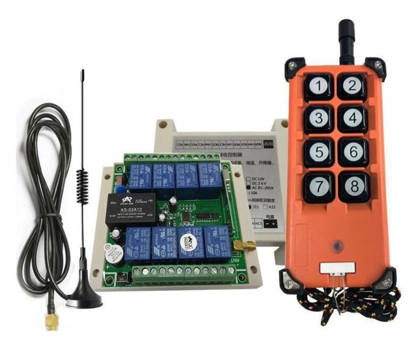 220v 8channels Lamp Power Supply Motor Water Pump Power Distribution Box Home Appliance Industrial Wireless Remote Control