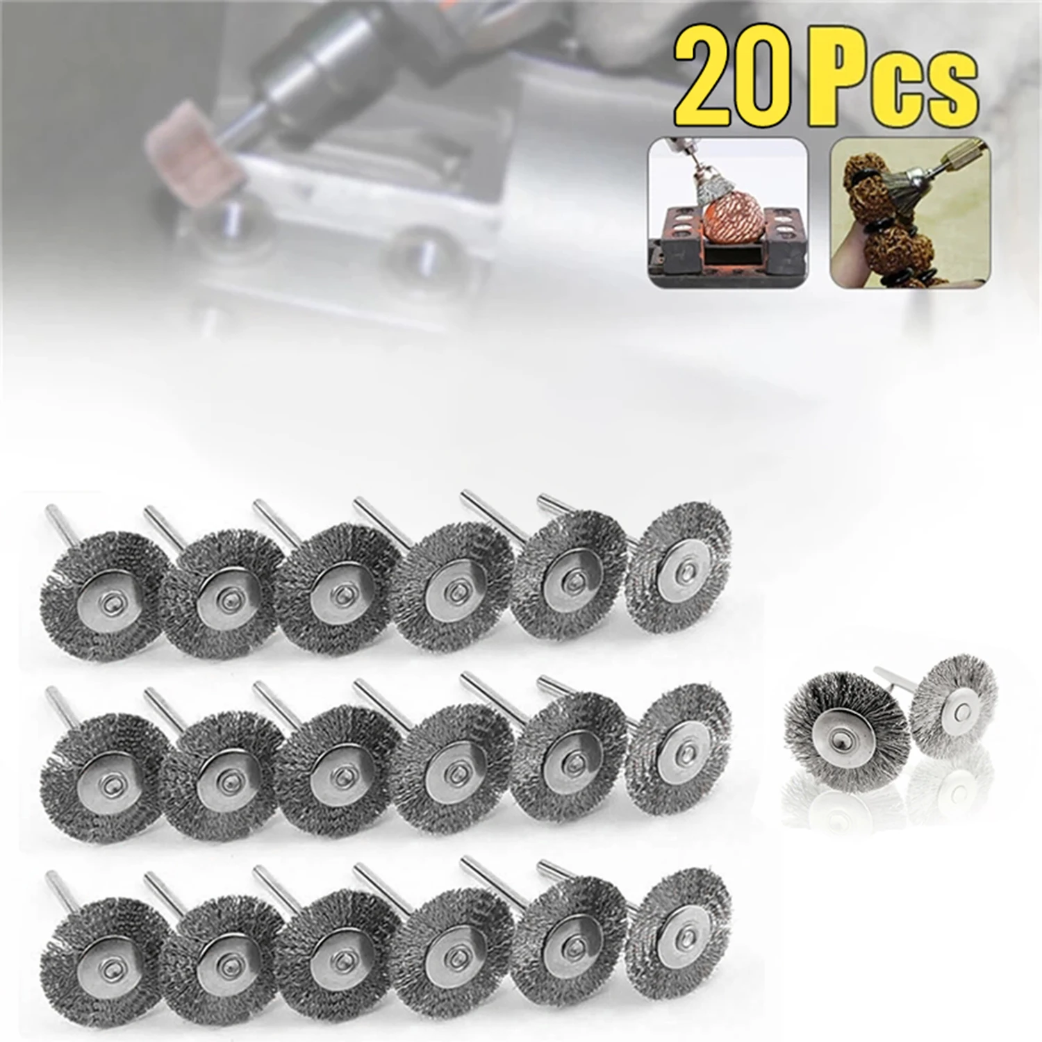 

20Pcs 22mm Steel-Wire Wheel Brush For Metal Rust Removal Polishing-Brushes Steel Cutting Rotary Brush For Drill Rotary-Tools