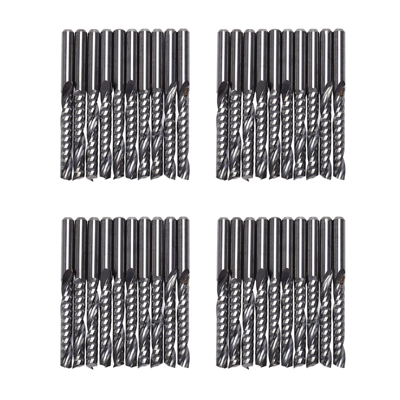 

40Pcs Cnc Router Bits 3.175 X 22Mm Single Flute Spiral Carbide Cnc Router Bits Milling Cutter
