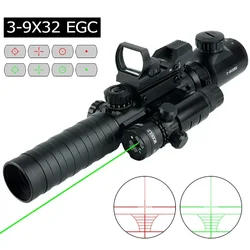3-9X32 EGC Tactical Optic Red Green Illuminated Riflescope Holographic Reflex 4 Reticle Red Dot Combo Hunting Rifle Scope