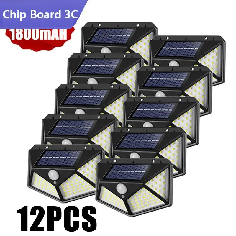 

100 LED Solar Wall Lights Outdoor Solar Lamp Waterproof Motion Sensor Solar Powered Sunlight Street Light for Garden Decoration