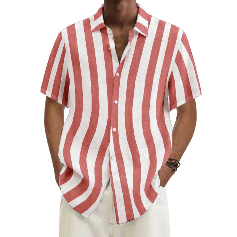 

Men's Simple Daily Striped Casual Shirt shirt Red