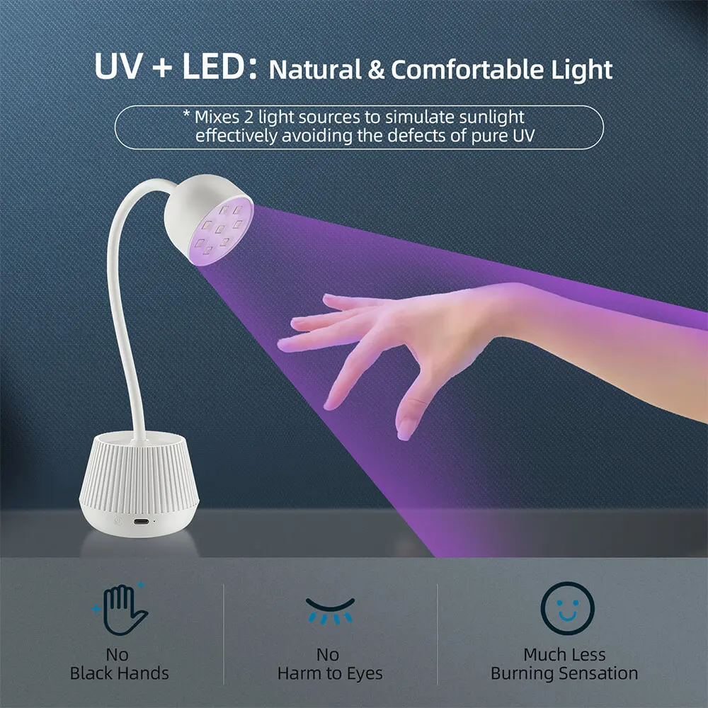 Lampada per unghie a LED Lampada UV Lampada per unghie a polimerizzazione rapida Lampada per manicure Strumenti per nail art con tubo regolabile liberamente a 360°_voghion.com