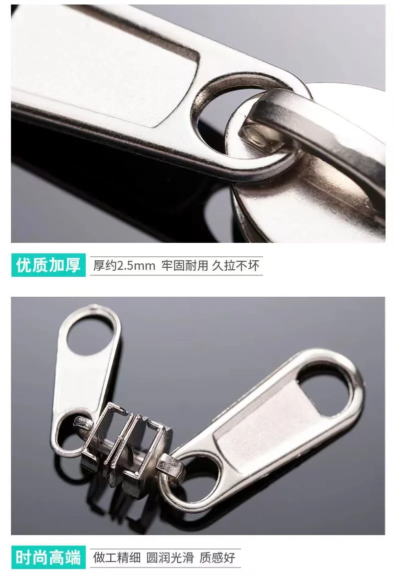 10PCS Non-lock Thick Metal Zipper Sliders Zipper Accessories Zinc Alloy Zipper Sliders for Nylon Zipper 3# 5# 8# 10#