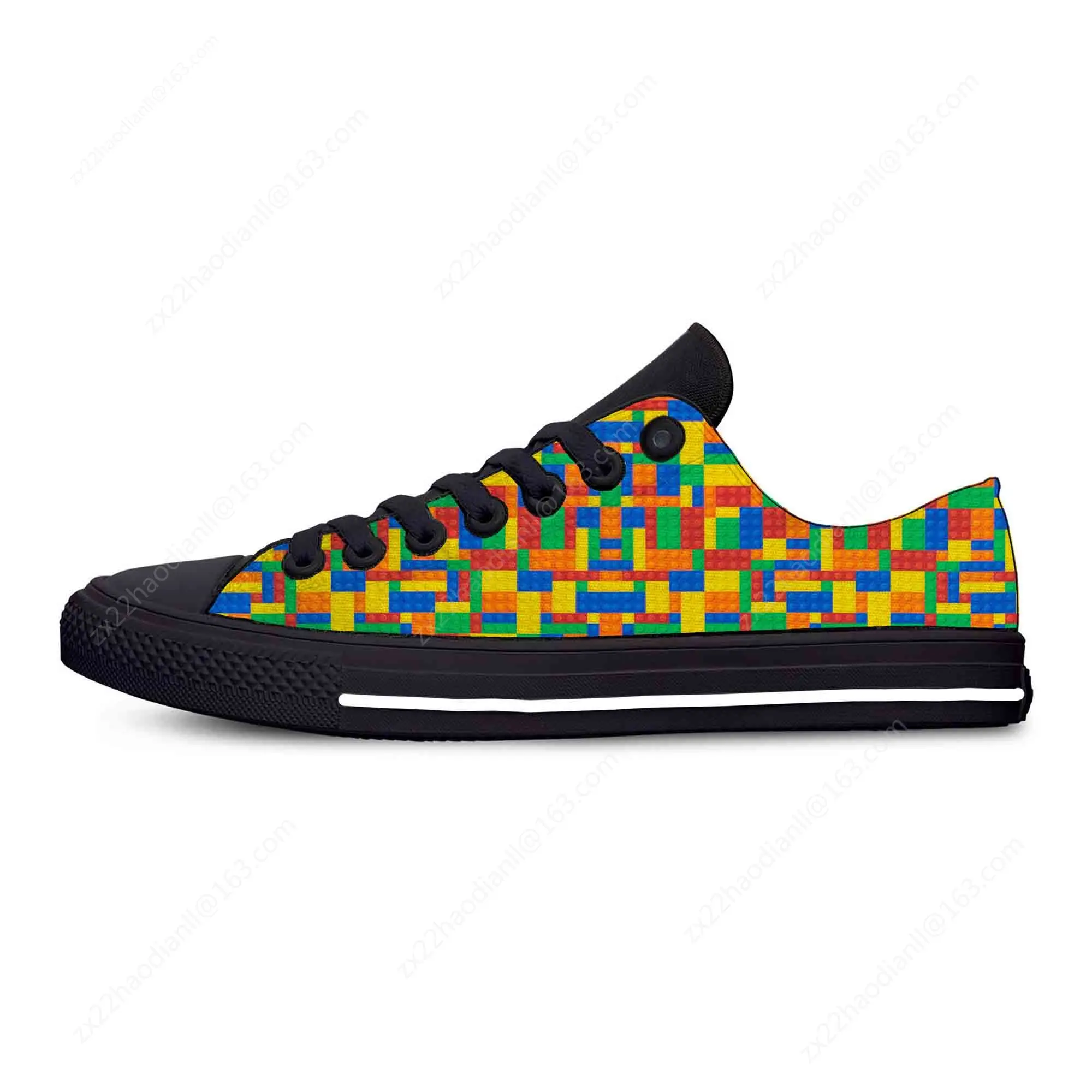 Building Toys Toy Block Bricks Low Top Sneakers Unisex Casual Shoes Canvas Running Shoes 3D Printed Breathable Lightweight shoe