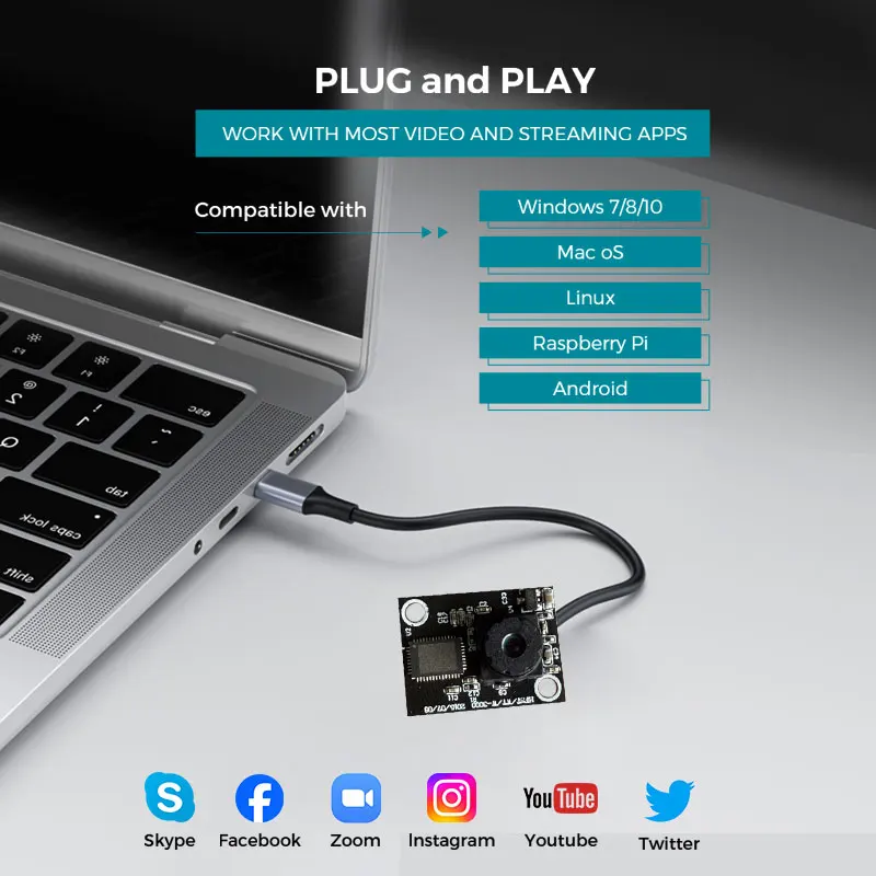 1MP USB 미니 카메라 모듈 720P 30FPS USB UVC 플러그 앤 플레이 웹캠(PC 윈도우 안드로이드 리눅스 라즈베리 파이용)