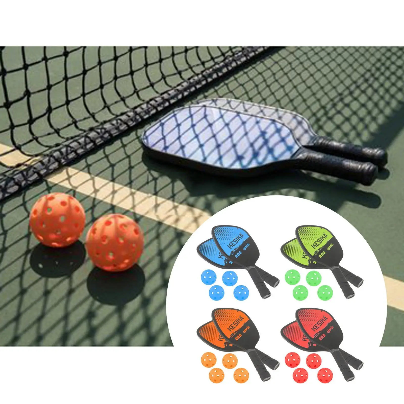 Pickleball Paddles Set 4 Balls Portable Carry Bag Comfort Grip Rackets Honeycomb Core Lightweight
