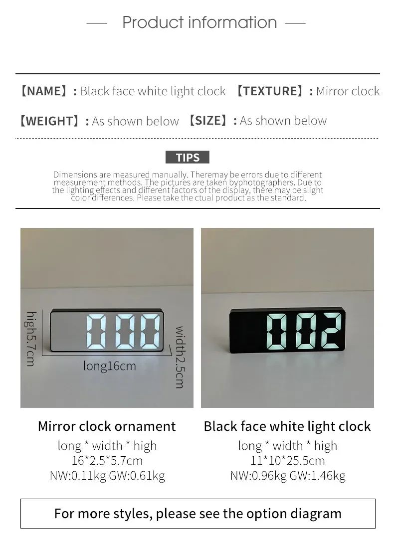 LED Digital Electronic Clock Backlit Large Digital Alarm Clock Temperature Calendar Bedside Table Lamp Night Light Home Decor