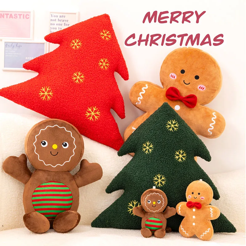 Cute Gingerbread Man Plush Toy Kawaii Stuffed Biscuit Man Plushies Doll Soft Kids Toys Throw Pillow Cushion for Christmas Decor ginger biscuit cologne 2023