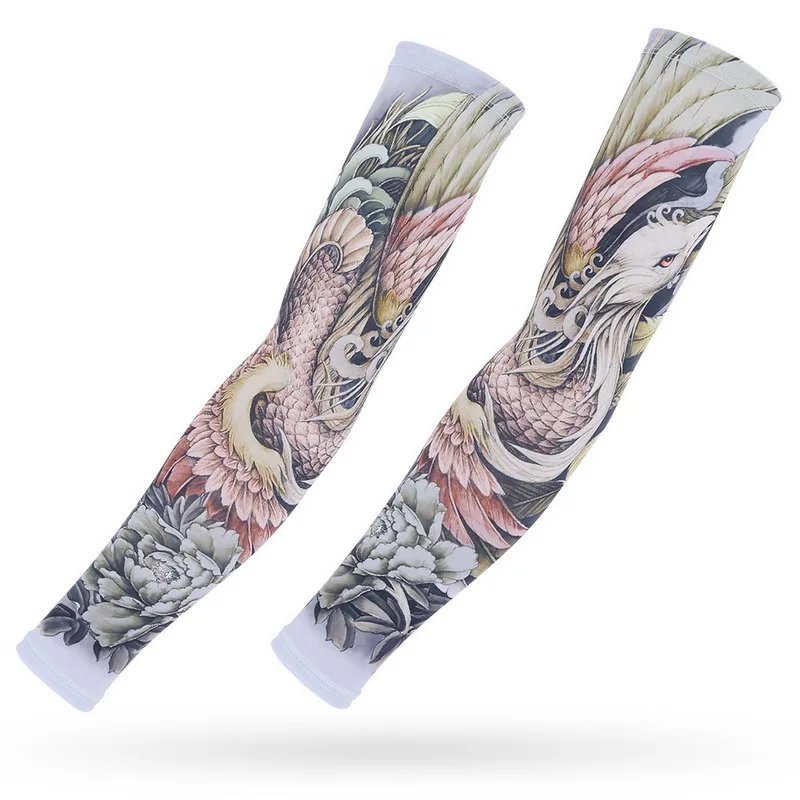 Unisex UV Protection Cooling Tattoo Design Cycling Arm Sleeves