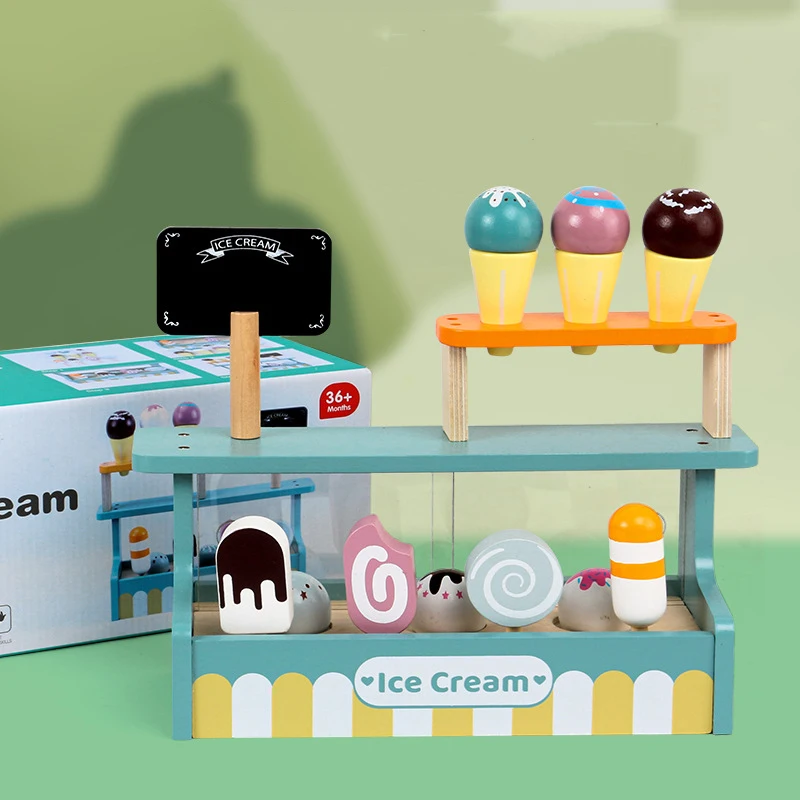 

Wooden Ice Cream Shop Mini Shop Set Toys Pretend Role Play Educational Toys Parent-child GamesInterest Cultivation Gifts