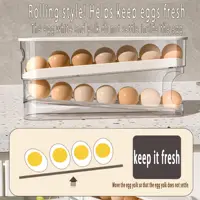 Support à œufs pour réfrigérateur, distributeur automatique d'œufs à roulement continu, distributeur d'œufs en plastique transparent, organisateur d'œufs empilable avec plateau intérieur à libération rapide pour l'organisation et le rangement 4