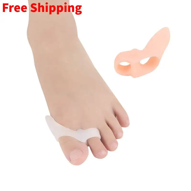 2pieces=1pair Silicone Toe Separator Hallux Valgus Orthosis Foot Care Bunion Corrector Straightener Gel Orthopedic